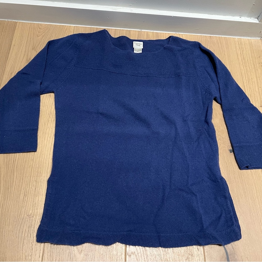 Garnet Hill Cashmere 3/4 Length Sweater, Blue, Size M